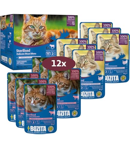 Bozita Katzenfutter Häppchen In Gelee - 12x85g, Getreidefrei, Mit Fisch & Fleisch