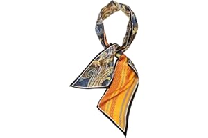 Prettystern Męski damski elegancki 2-warstwowy wąski długi szal krawatowy szal jedwabny szal chusta na szyję na lato