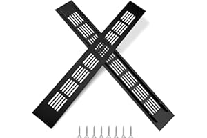 QIMEI-SHOP Ventilation Gitter Aluminium Lüftungsgitter Rechteckig Abluftgitter Korrosionsschutz mit Schrauben fur Belüftung von Schränken und Schlafzimmern Schwarz 35 x 5 cm
