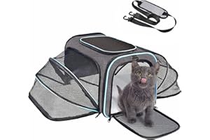 Hovineumoo Trasportino per Cani e Gatti Espandibile, Borsa Ripiegabile da Trasporto Airline/Auto per Cuccioli, Borsa per Cani Piccola Taglia con guinzaglio di sicurezza per Viaggio in Auto