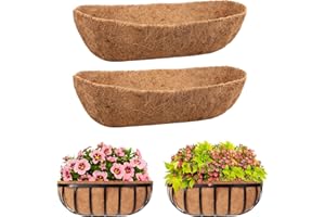 Riare 2Pcs Trough Coco Coir Liners 30Inch Coconut Coir Hanging Basket Liner for Planters Natural Coco Fiber Window Box Liners for Wall Planter, Window Basket Deck Railing Planter (2, 30inch)