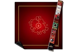 WOGAMAT Grand Tapis de Jeu Neoprene XL Rouge 92 x 92 cm pour Jeux de Cartes, Jeux de Dés, Jeux de Société - Néoprène Silencieux, épais, Lavable et antidérapant. Finition Luxe. Tapis multijeux