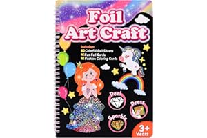 Cofvetia Foil Art Kinder Kunst & Bastelaktivität, Folienspaß Bastelsets für Alter 3 4 5 6 7 8 9, Kreatives Reisespielzeug für DIY-Aktivität (Prinzessinnen)