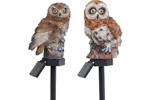 TERESA'S COLLECTIONS 2 pièces Lampe Solaire LED de Hibou, Lampe de Jardin Étanche, Luminaires Extérieur Solaire, Lumière de Nuit Décorative