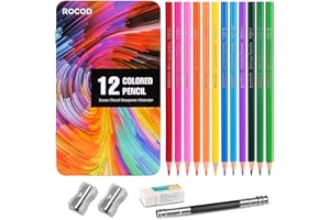 ROCOD 12-Color Colored pencils Professional coloring pencils for Adults Art color drawing pencil set.