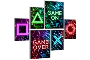 NOVART Tableau Game Console Gamer - PAS DE CADRE NÉCESSAIRE - Moderne Collage Coloré - Adolescent De Garçon De Pépinière - N002663a