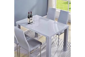 GOLDFAN Modern High Gloss Dining Tables Rectangle Kitchen Tables 4-6 Seater Dining Table, Wood, Grey (Only Table)