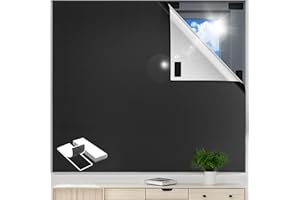 AMICABLY Blackout Blinds Stick on 350 x 145CM, 420D Oxford Fabric 100% Blackout Curtain for Window, Portable Blackout Shades Film for Bedroom, Nursery, Baby Travel Temporary, Cut to Any Size