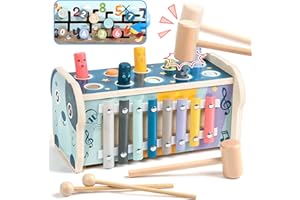 Fajiabao Motorikspielzeug Montessori Spielzeug ab 1 Jahr Holzspielzeug 1 Jahr Hammerspiel Xylophon Kinderspielzeug ab 1 Jahre Baby Lernspielzeug Geschenk für 1 Jahr Mädchen Junge Geburtstage