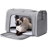 Amazon Basics Soft Carrier Bag for Cats and Dogs with Adjustable Shoulder Strap, Airline Approved, Foldable and Portable Desi