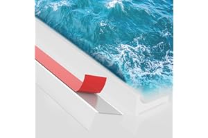 1.5M Barriera Doccia Ferma Acqua Silicone - alophoty Bordo Doccia Anti Acqua, Bianco, Facile da Installare e Tagliare, Resistente all'Acqua e al Calore