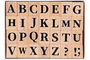 HARIENDNY 28 Stück Buchstaben Stempel, Alphabet Holz Stempel Set, Alphabet Stempel, Vintage Hölzerne Stempel, Holz Gummistempel Mark Symbol Stempel für Handwerk, Buchstaben, Scrapbooking, DIY Karten