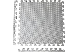 ARTERRA LIVING Arterra Interlock Foam Floor Mats – 60 x 60cm Floor Gym Mats – Exercise Foam Play Mat, Eva Foam Rubber Tiles, Idea for Home, Sport, Fitness, Exercise & Yoga (Grey Leaves, 12 Tiles (48 square feet))