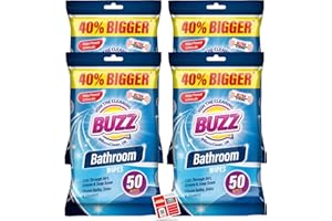 JOIN THE CLEANING BUZZ Paquete de 250 toallitas de baño Buzz | Toallitas de inodoro que eliminan la suciedad de jabón y evitan la cal | Toallitas de limpieza grandes ultra fuertes | Toallitas de limpieza antibacterianas
