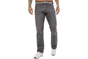 989ZÉ ENZO Pantalon Jeans Coupe Regular Coton Homme avec Ceinture