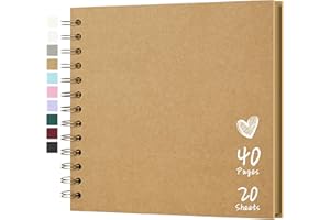 Hiwhy Album Fotografici Scrapbook 18x18 cm Album di Ricordi con Copertina Rigida in Carta Kraft, 40 Pagine (20 Fogli) Ideale per Matrimonio, Famiglia, Fai da Te, Regalo Creativo