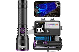 Shadowhawk 365nm UV Torch With Filter Lens - 30W Black Light 4-Core Rechargeable Ultraviolet Flashlight, UV Light For Pet Urine Detection/Resin Curing/Rocks/Golf Ball Finder/Scorpion, With LCD Display