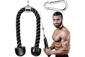 ‎RETOO Retoo Nylon Trizepsseil gedrehtes Seil trizepstau zum herunterziehen mit rutschfesten Griffen Bizeps Trizeps Fitnessstudio oder zu Hause Schwarz