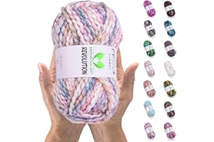 MeriWoolArt Merino Wolle zum Stricken – 75 m Mehrfarbige Dicke Weiche Merinowolle zum Stricken für Pullover Jacken – XXL Handstrickwolle – Voluminöse DIY Wolle für Schals Decken Tücher Geschenke