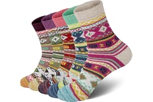 Chalier Finery 5 Paar Winter Wollsocken Dicke Socken Damen, Warme ThermoSocken Strick Wandersocken, Weihnachten Thanksgiving Geschenke für Frauen und Mädchen