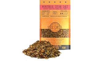 Sel à steak de Montréal de Spice Cartel. Un mélange d'assaisonnements épicé et salé, idéal pour la viande rouge. Sachet refermable de 100 g. Assaisonne plus de 3 kg de protéines. Mélange artisanal de