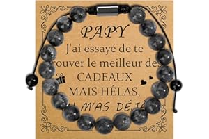 SERENEGLOW Cadeau Fete Des Grands Peres Grand Mère Maman Mamie Papa Parents Bracelet Pierre Naturelle Cadeau Fete Des Peres Fete Des Meres Marraine Sœur Tata Fille Collègues Couple Parrain Frère Tonton Fils