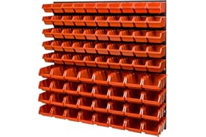 PAFEN Stacking Boxes, Wall Shelf, 772 x 780 mm, Storage System, Viewing Storage Boxes, Bulk Shelf, Wall Plates, Pack of 82, Orange Boxes