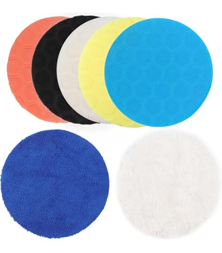 Set 7 Spugne Per Lucidatura Auto 150 Mm - Con Velcro - Per Lucidatrici Eccentriche E Dettagli - Foto 2
