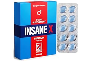 10 INSANE X Premium - Extra Strong Pills for Men UK - Natural Fast-Acting Maca Ginseng Tablets for Men - for Enhanced Performance