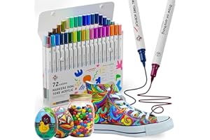 ZENO Rotuladores Acrílicos 72 Colores – Set de 36 Marcadores Dual Color, Rotuladores Acrílicos para Piedra, Madera, Cristal, Tela, Papel, Cerámica, DIY, Manualidades y Lettering