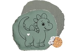 ‎HERBALIND Herbalind DINO Waschbares Kirschkernkissen für Kinder und Babys - 100% Baumwolle Plüsch Wärmekissen, Wärmekuscheltier Flauschiges wärmendes Stofftier 19x19 cm als Wärmflasche mit Kirschkernen