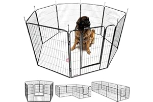 MaxxPet Recinto per cani – Recinto per cani da interno ed esterno - Parco per cuccioli, conigli e altri animali domestici - Area giochi pieghevole - Gabbia con 8 pannelli - 80x100cm – Incl. ciotola