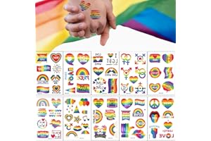 ZHUHUAPH LGBT Pride Tattoos, 10 Sheets Rainbow Temporary Stickers for Pride Day, Waterproof Gay Pride Accessories Party Celebration Personality Decoration Party Supplies