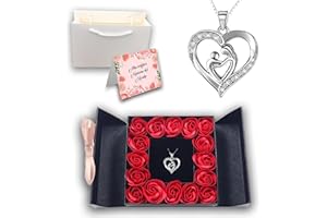 ÏMPRÜM Idea Regalo Festa Della Mamma Compleanno,Idee Regali Originali Donna,16 Rose Stabilizzate, Collana Per La Mamma Figlio Figlia,Scatola Regalo Per Sorprese Romantiche,Biglietto Auguri Incluso N