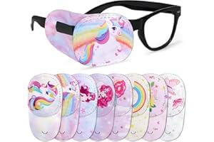 HIFOT 8 Piezas Parches Ojos Niños Niñas,Unicornio Sirena Animados Reutilizables Parches para Gafas Parches de Ojos para Ambliopía Estrabismo ojo Vago Terapia Visual Oclusión Ocular