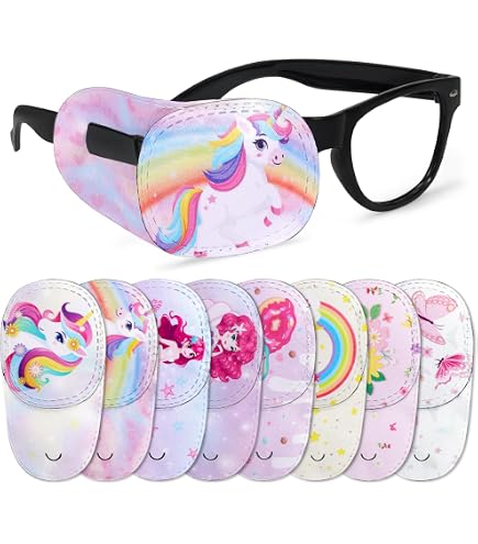 8 Cache-œil Réutilisables Pour Enfants - Motifs Dessins Animés, Matériau Respirant Opaque - Pour Traitement œil Paresseux, Blocage Lumière - Taille Adaptée Enfants
