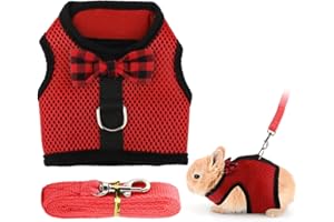 Hypeety Bunny Kitten Harness No Pull Cat Leash Stylish Vest Harness for Small Animal Adjustable Soft Breathable Walking Harness Set (RED, S)