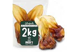BREERs Getrocknete Rinderohren mit Muschel für Hunde 2 Kg aus eigener Deutscher Herstellung, Kauartikel für Groß & Klein