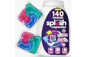 CUSHEEN Splesh 3 in 1 Liquid Washing Pods, Laundry Detergent Capsules For Sensitive Skin – 140 Washes, Colour Preserve Technology, Xtra Stain Removal Laundry Pods With Integrated Fabric Softener