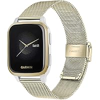 TRUMiRR Band kompatibla med Garmin Venu/Venu Sq/Sq, musik, klockrem, nätvävt, rostfritt stål, metall, klockarmband, snabbspän