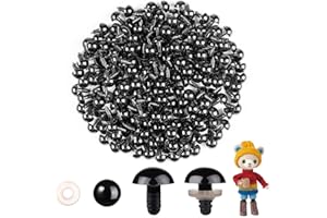 Mucunnia Occhi Amigurum 200 Pezzi Occhi di Sicurezza per Amigurumi da 16 mm con Rondelle Occhi di Sicurezza in Plastica Nera per Pupazzi All'uncinetto, Animali di Peluche e Bambole