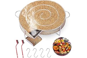 Generateur De Fumee Froide Pour Fumoir Serpentin Pour Fumoir Fumoir a Froid Fumoir Générateur De Fumée En Acier Inoxydable Avec 1 Brosse, 2 Crochets à Viande Pour Griller Bacon Poisson Saumon(Rond)