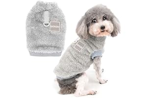 Zunea Sweter z polaru dla psa, płaszcz zimowy, ciepła kurtka, płaszcz dla małych psów, miękkie puszyste ubranie dla szczeniaka z pierścieniem w kształcie litery D, do uprzęży, sweter, na zimną pogodę,