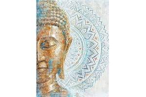 DPHERO Buddha Diamond Painting Kits for Adults,5D Mandala Diamond Art Kits for Kids Beginners,Round Full Drill Religion Diamond Painting Art,DIY Paint with Diamonds Buddha Gem Painting Art 12x16 inch