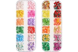 BRUISLARD 2 Boxes of Fruit Slices Charms Crystal Mash Clay Strip Flowers Fruit Slice Clay Sprinkles Polymer Slices Decorations Scrapbook DIY Crafts for Nail Art Cellphone Decoration Accessories