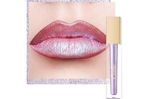 Oulac Rossetto Metallizzato 2-in-1 Rossetto Lunga Durata＆Ombretto Scintillante Rossetti Colore Intenso Lipstick Tinta Labbra Glitter Waterproof Senza Trasferimento Facile da Applicare Vegana MD02