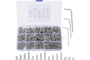 CENTS MATTER 520 Pcs Nuts and Bolts Set, M3 M4 M5 Stainless Steel Hex Socket Button Head Bolts and Nuts Assorted, Screws Nuts Bolts Assortment Kit with 3 Pcs Hex Wrenches