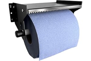 TR Home Solutions Blue Roll Holder and Paper Towel Holder - Wall Mounted Black Brushed Steel Dispenser - Heavy Duty Metal Holder for Kitchen, Garage, Workshop or Restaurant