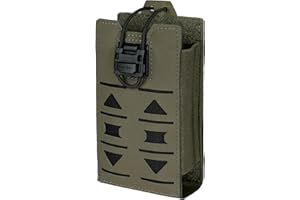 TOPTACPRO Pochette Radio Tactique Étui Radio Molle pour Étui Radio Baofeng 148/152 MPU5 Pochette de Chargeur pour Talkie-Walkie avec Cordon Élastique en 500D Nylon (Ranger Green)