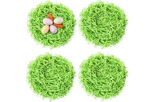 MARFOREVER 200 g Ostergras Grün, Füllmaterial Geschenk Dekogras Ostern Osternest Gras Raffia Geschreddertes Papier für Osterkorb Geschenkverpackung Osterparty Geschenktüte Dekorationen